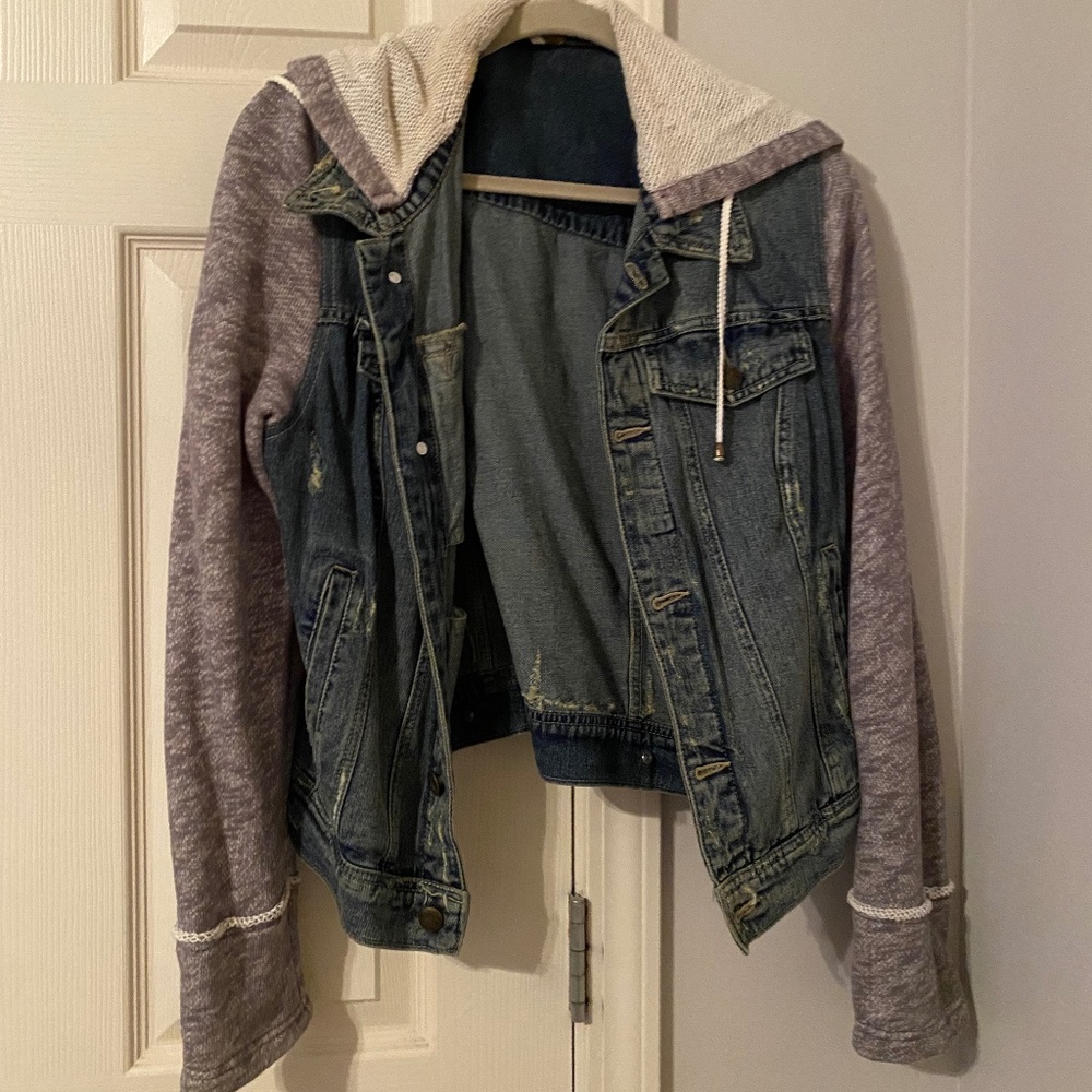 free people sweatshirt jean jacket